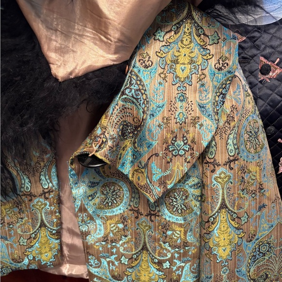 Tapestry Faux Fur Collar Jacket - Picture 10 of 13